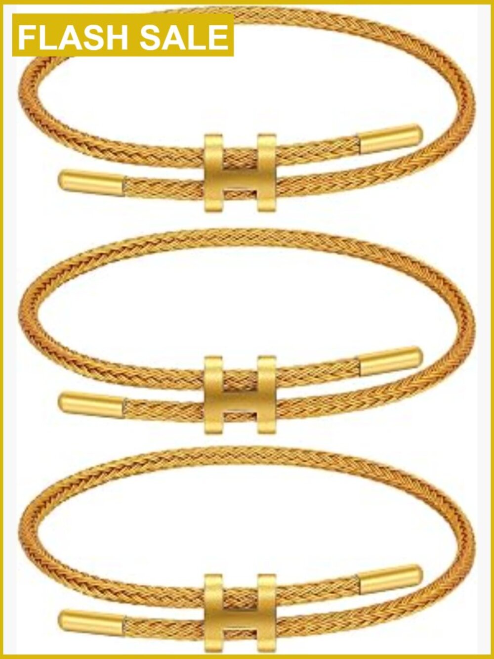Adjustable Charm Bracelet with Gold-Plated Buckle Titanium Steel Link Bracelet